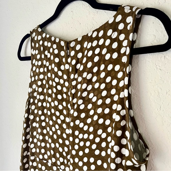 J Crew V-neck Sleeveless Peplum Ruffle Jacquard Dot Silky Dainty Viscose Top 8 - Picture 11 of 12